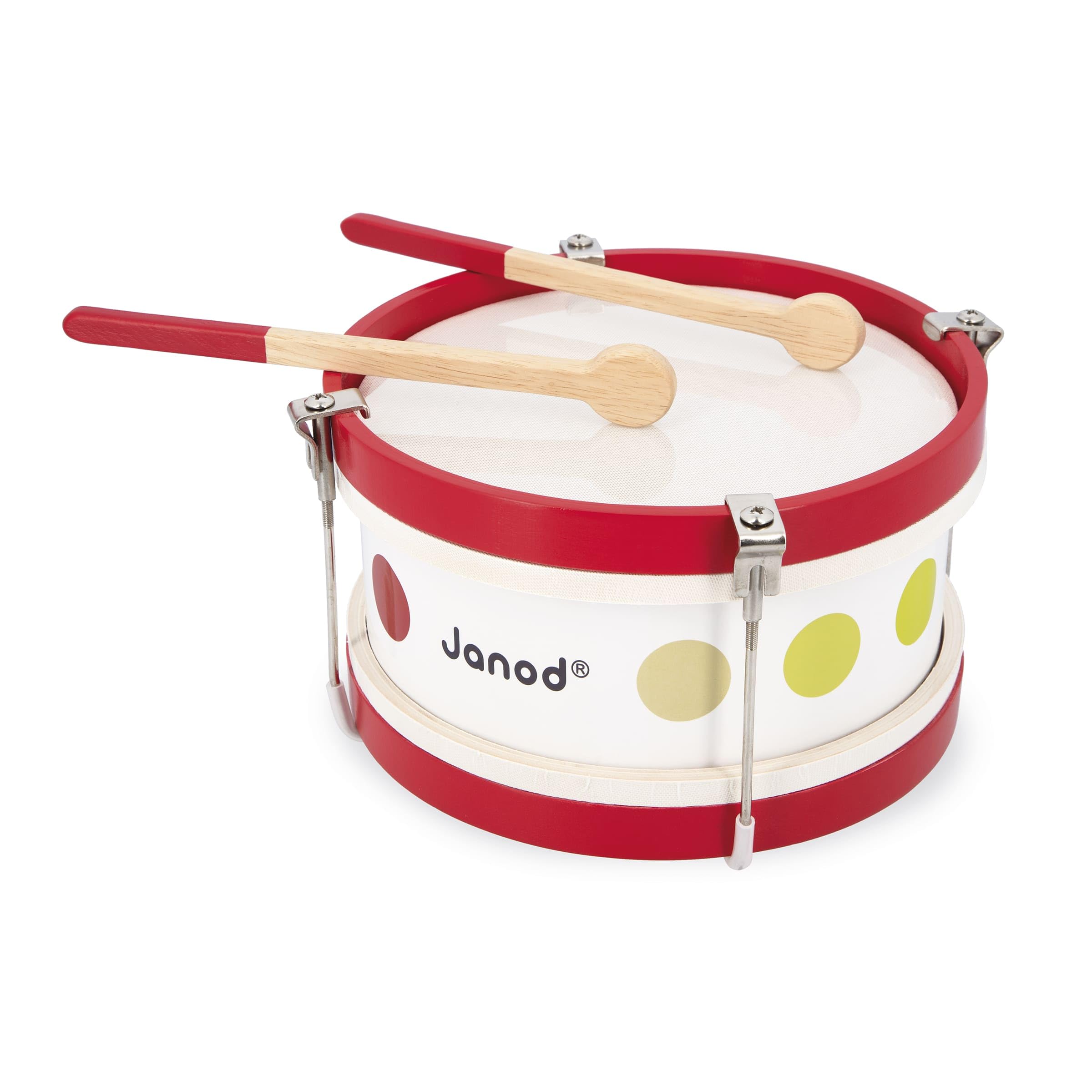 janod-confetti-4507608-tambour-en-bois-avec-baguettes-2-5-ans image 2
