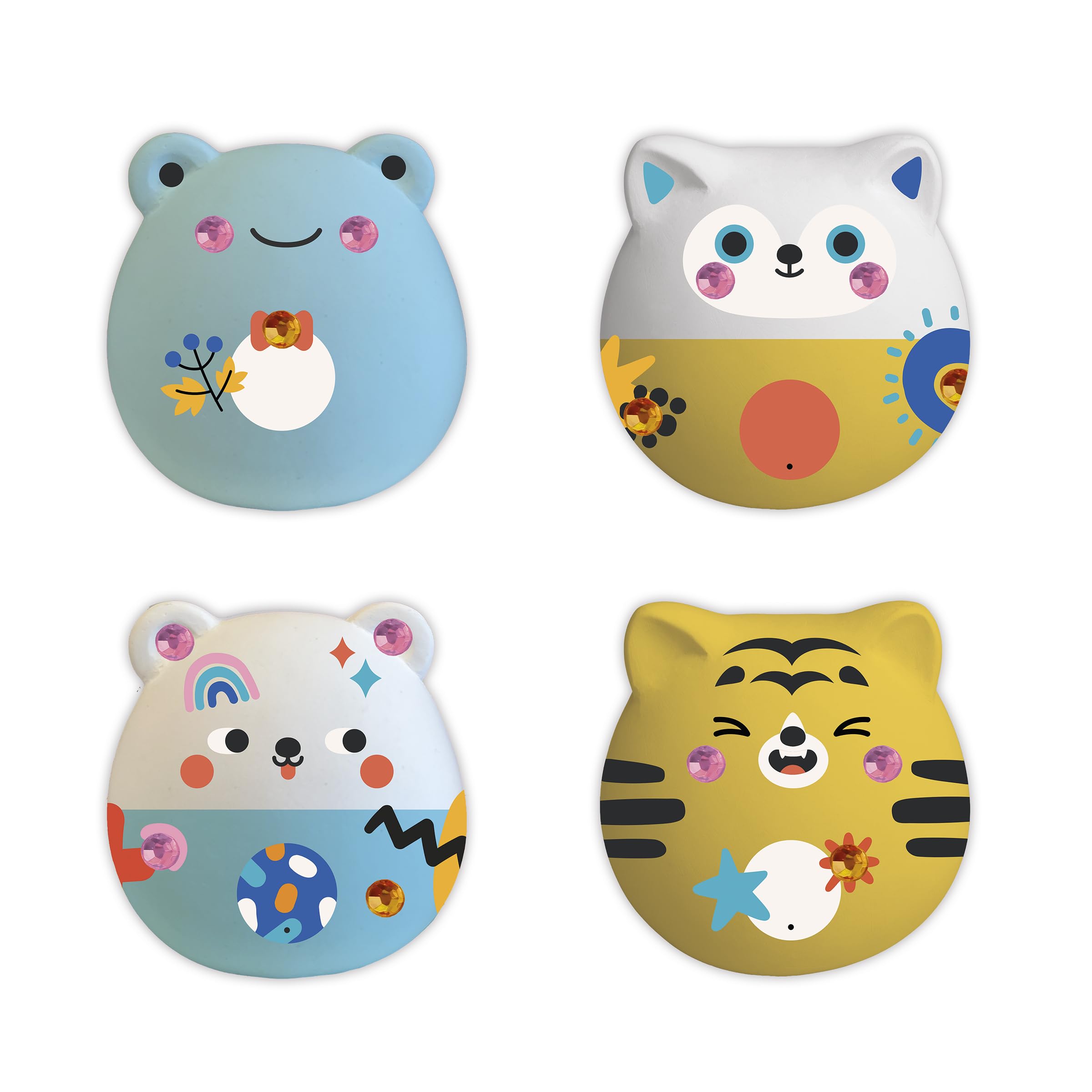 janod-4-figurines-en-pl-tre-d-corer-animaux-tout-ronds-d-calcomanie-strass image 2