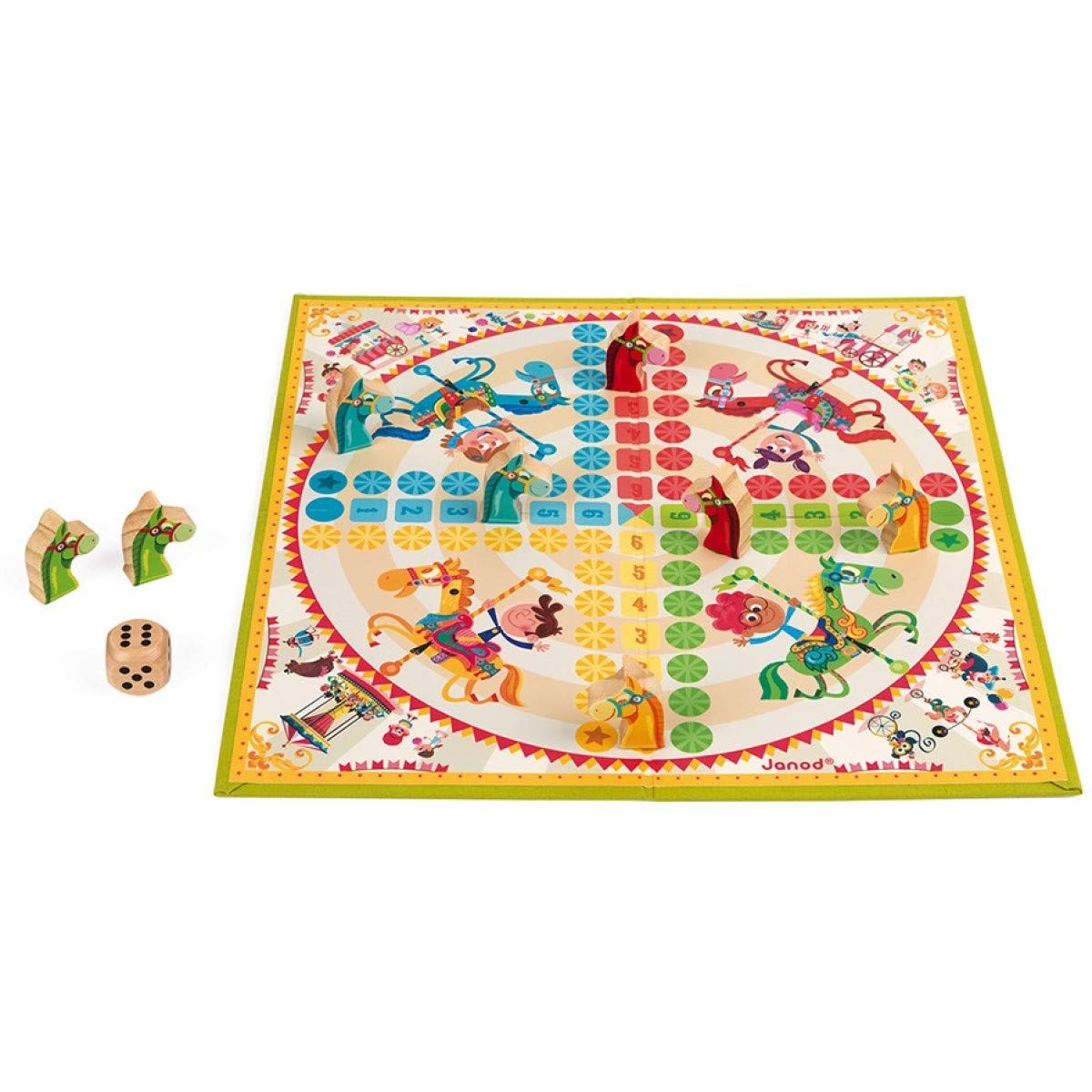 janod-jeu-de-petits-chevaux-carrousel-j02744-jeu-de-soci-t-traditionnel-en-bois- image 1