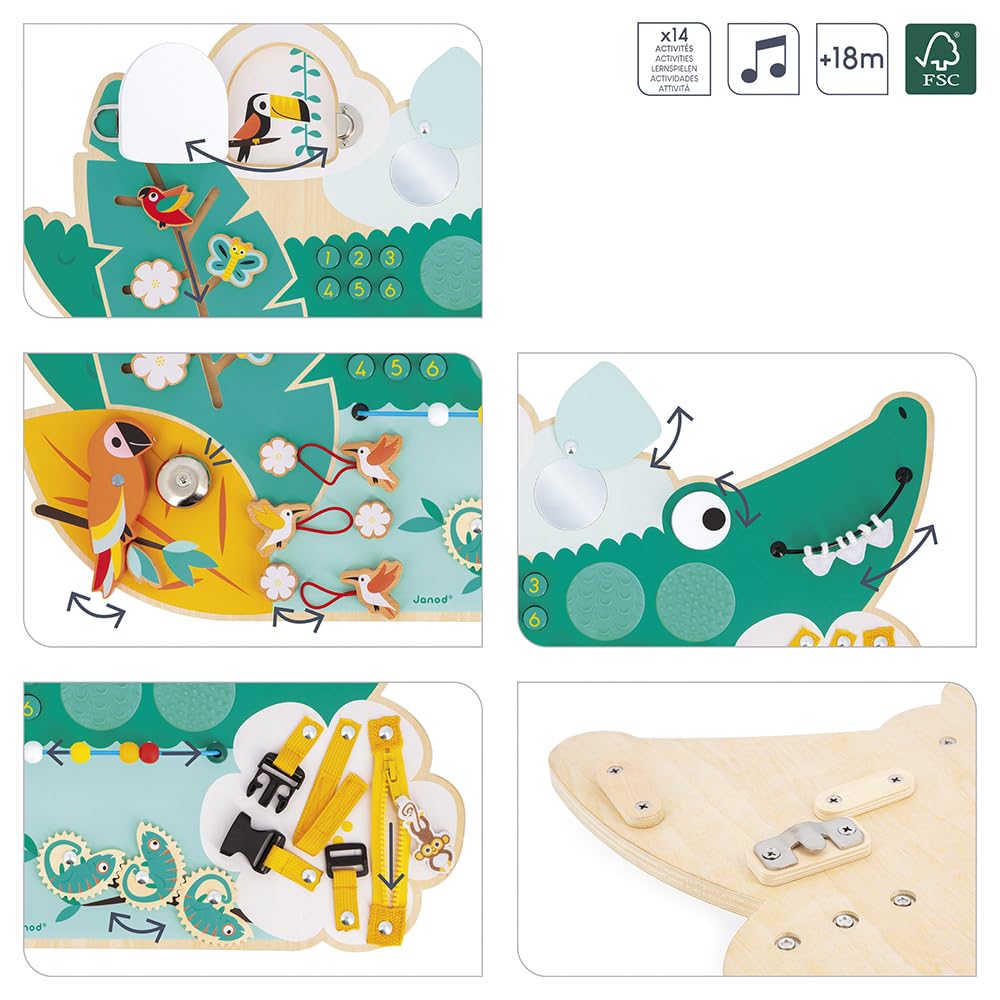 janod-busy-board-croco-panneau-d-activit-s-jungle-14-activit-s-j08280 image 4