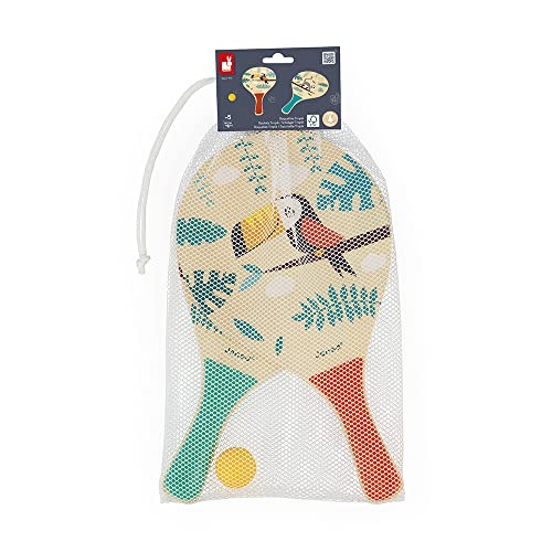 janod-tropik-j03283-raquettes-de-plage-en-bois-balle-et-filet image 5