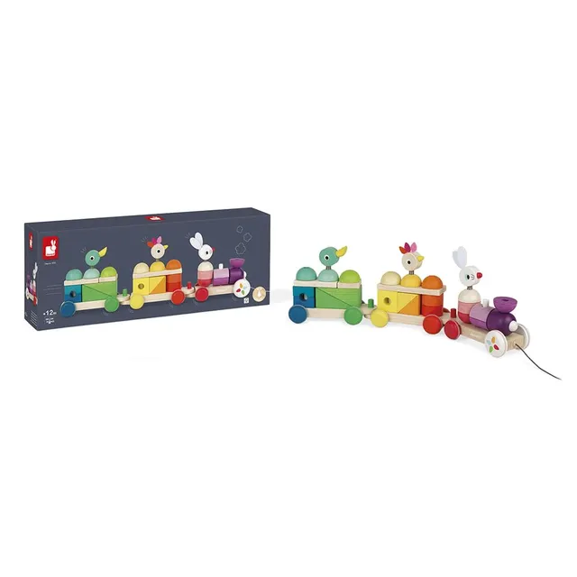 janod-j08202-train-g-ant-multicolore-en-bois-zigolos-tirer-2-en-1-d-s-1-an image 1