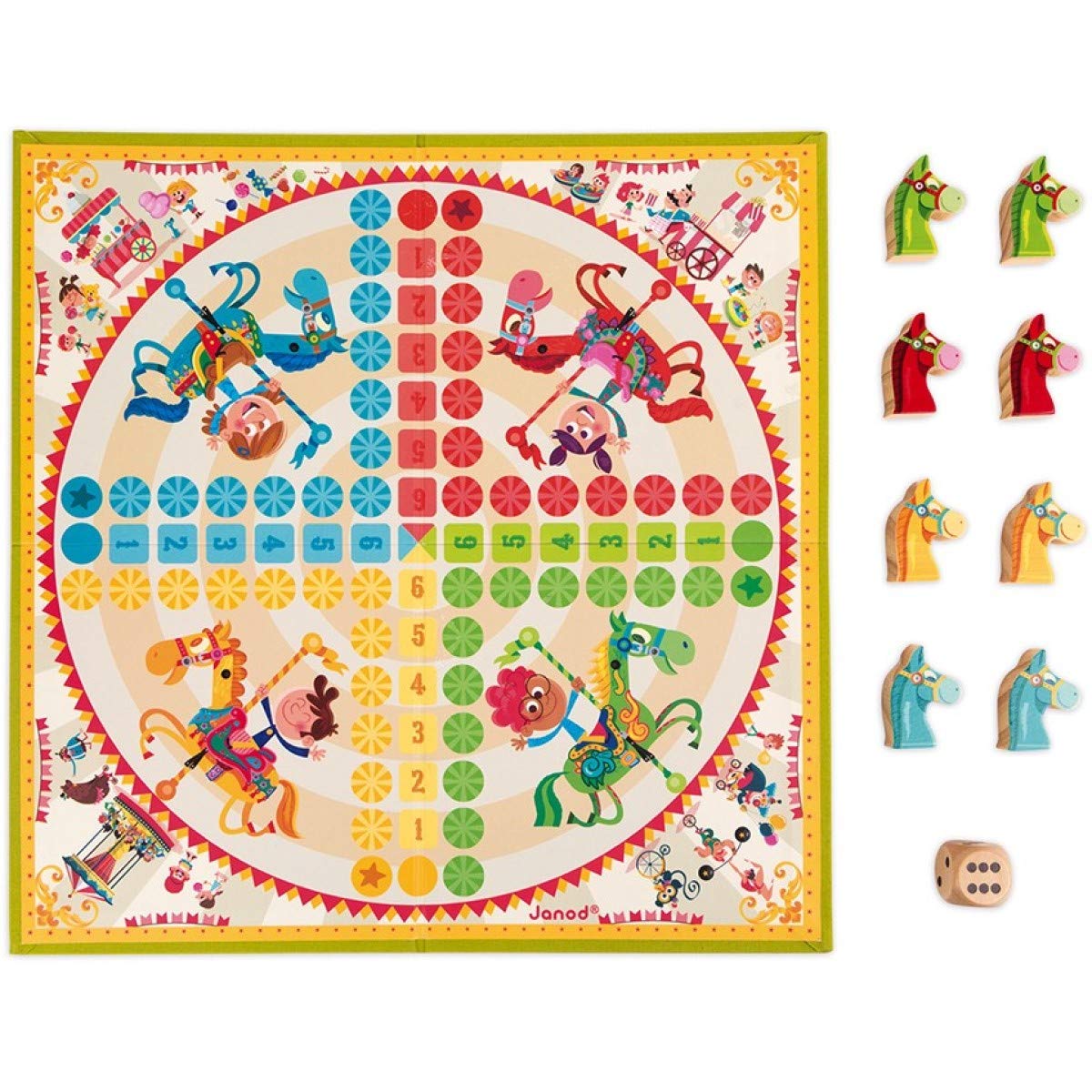 janod-jeu-de-petits-chevaux-carrousel-j02744-jeu-de-soci-t-traditionnel-en-bois- image 3