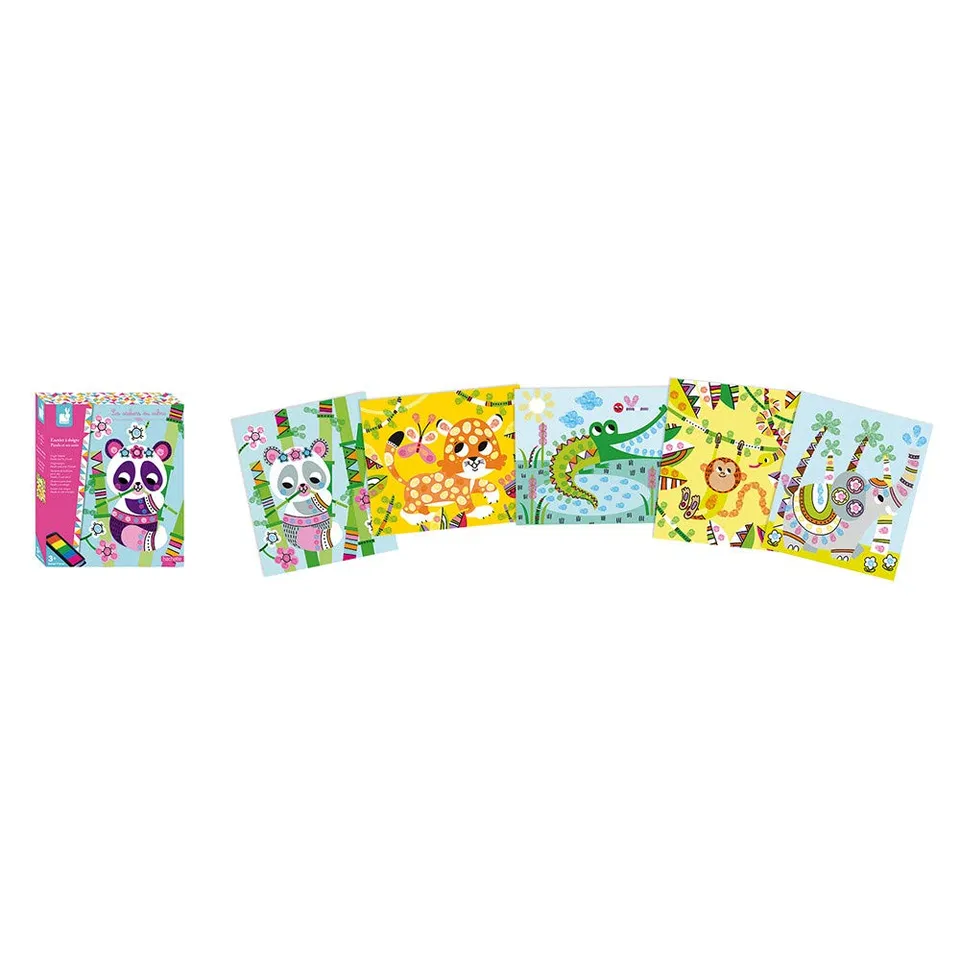 janod-kit-cr-atif-encrier-doigts-panda-et-ses-amis-5-tableaux image 1