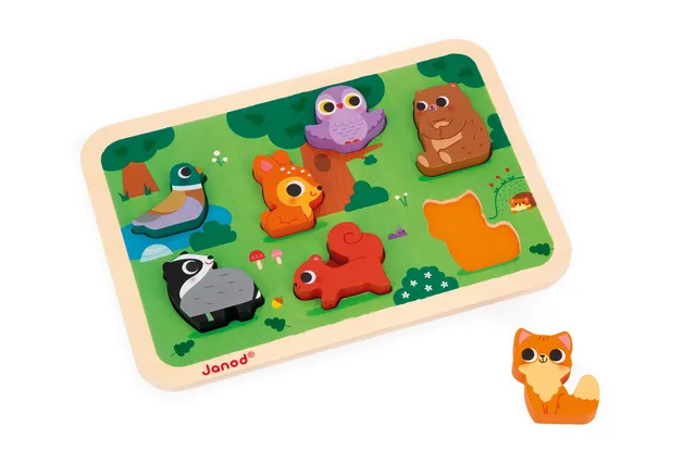 janod-chunky-puzzle-la-for-t-j07123-puzzle-bois-7-pi-ces-d-s-18-mois image 1