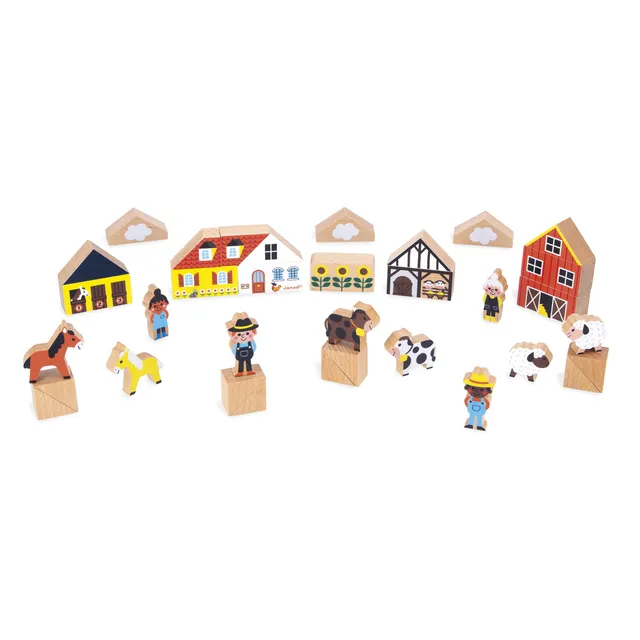 janod-cross-roads-campagne-j05937-set-de-34-cubes-en-bois-massif image 1