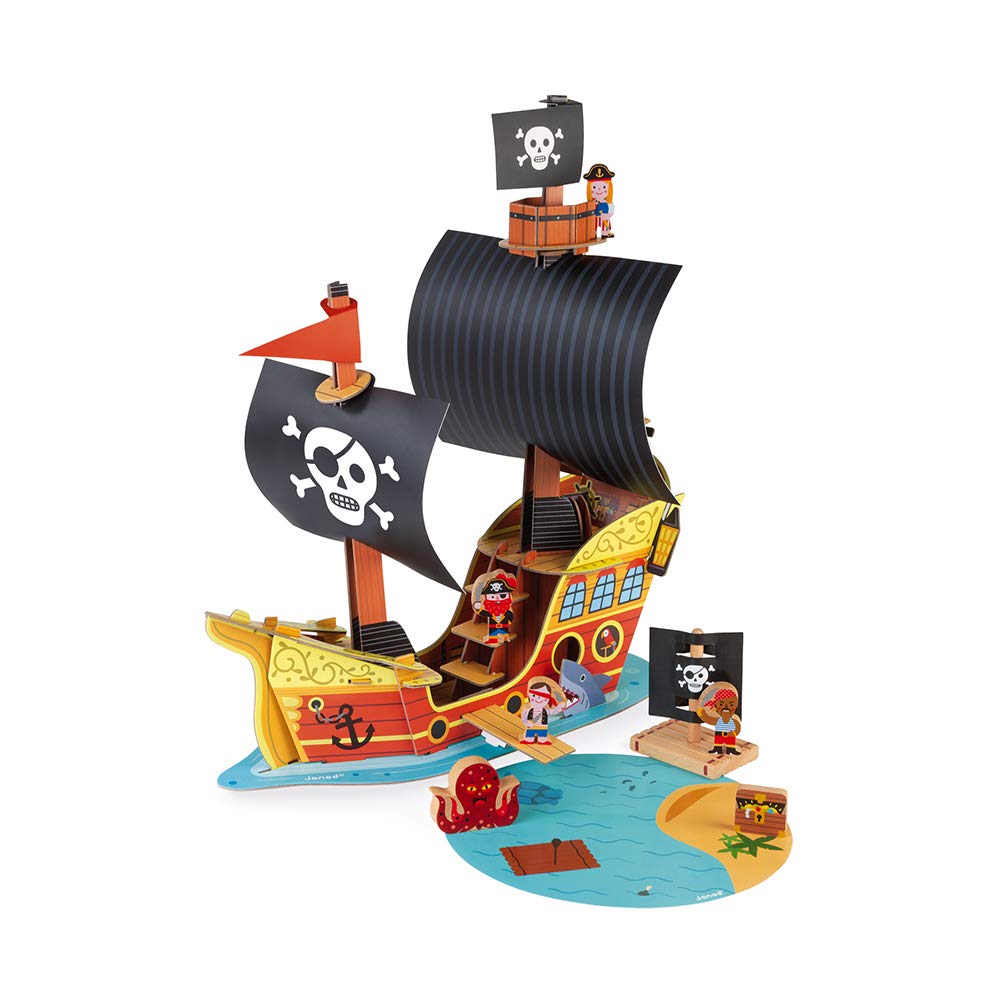 janod-story-j08579-bateau-pirates-construire-7-figurines-bois image 1