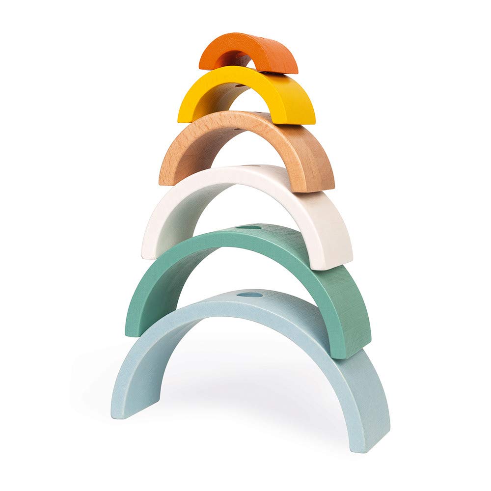 janod-sweet-cocoon-tortue-arc-en-ciel-en-bois-tirer-6-arcs-empiler-j04405 image 3