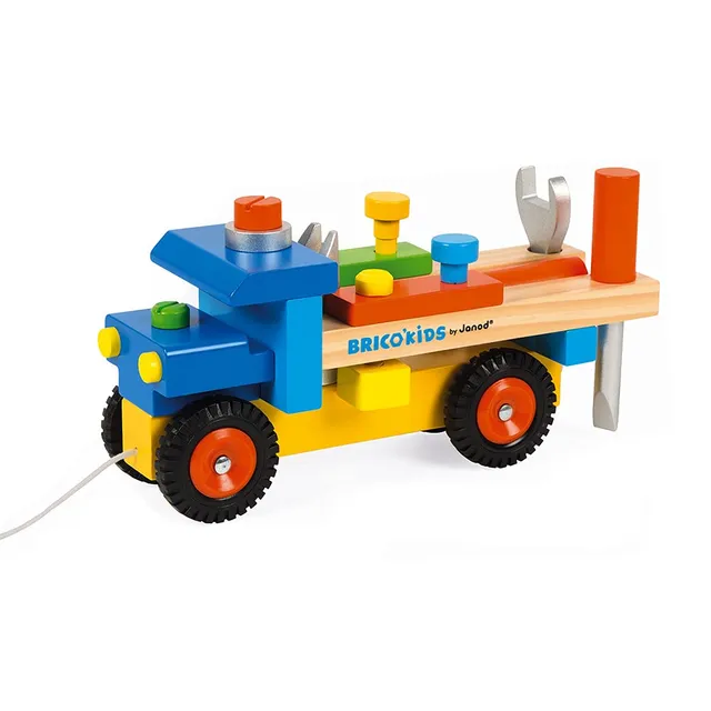 janod-brico-kids-j05022-camion-de-bricolage-en-bois-2-en-1-promener image 1