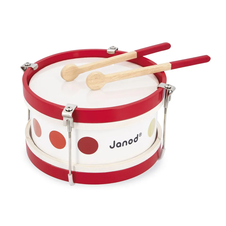 janod-confetti-4507608-tambour-en-bois-avec-baguettes-2-5-ans image 1