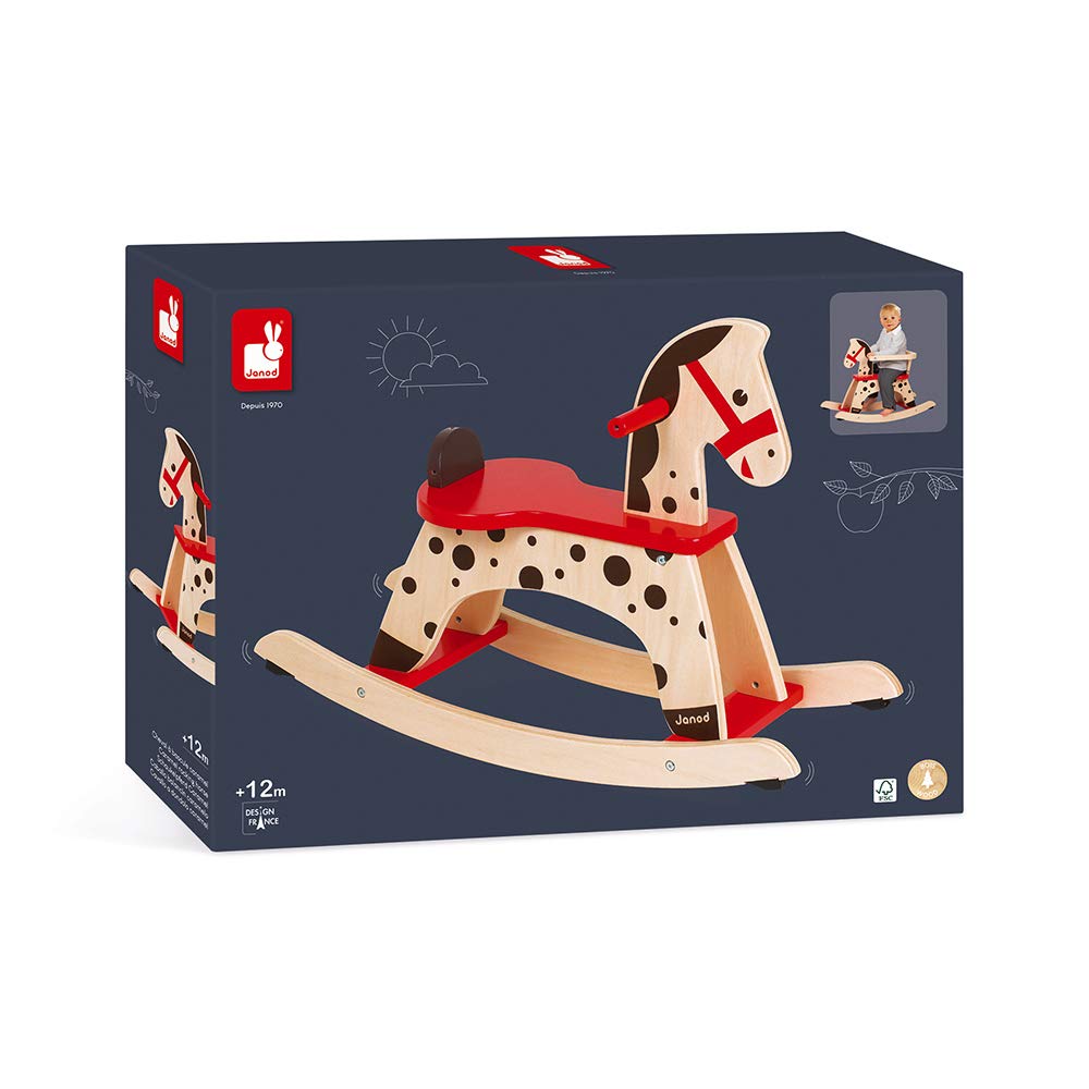 janod-cheval-bascule-en-bois-caramel-j05984-marron-et-rouge image 6