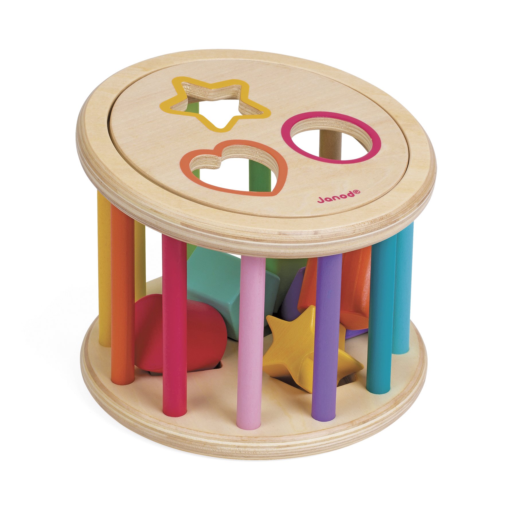 janod-quiz-des-formes-wood-bo-te-formes-en-bois-6-cubes-encastrer-d-s-12-mois image 1