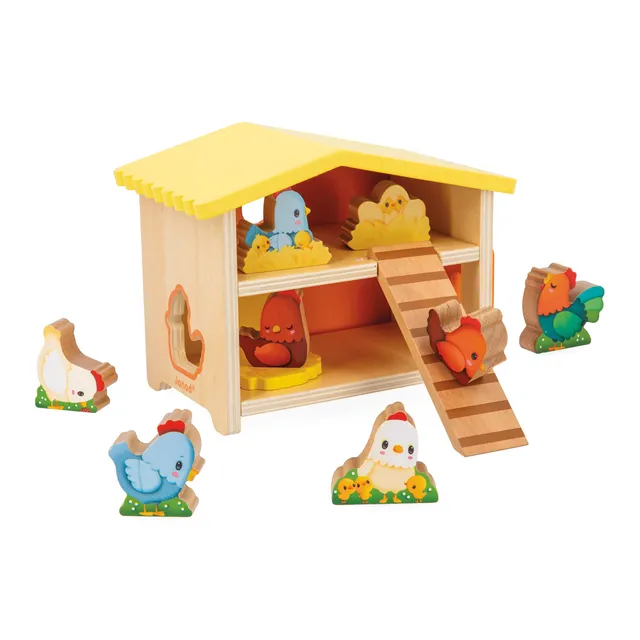 janod-j03311-mon-premier-poulailler-en-bois-fsc-1-poulailler-9-poules image 1