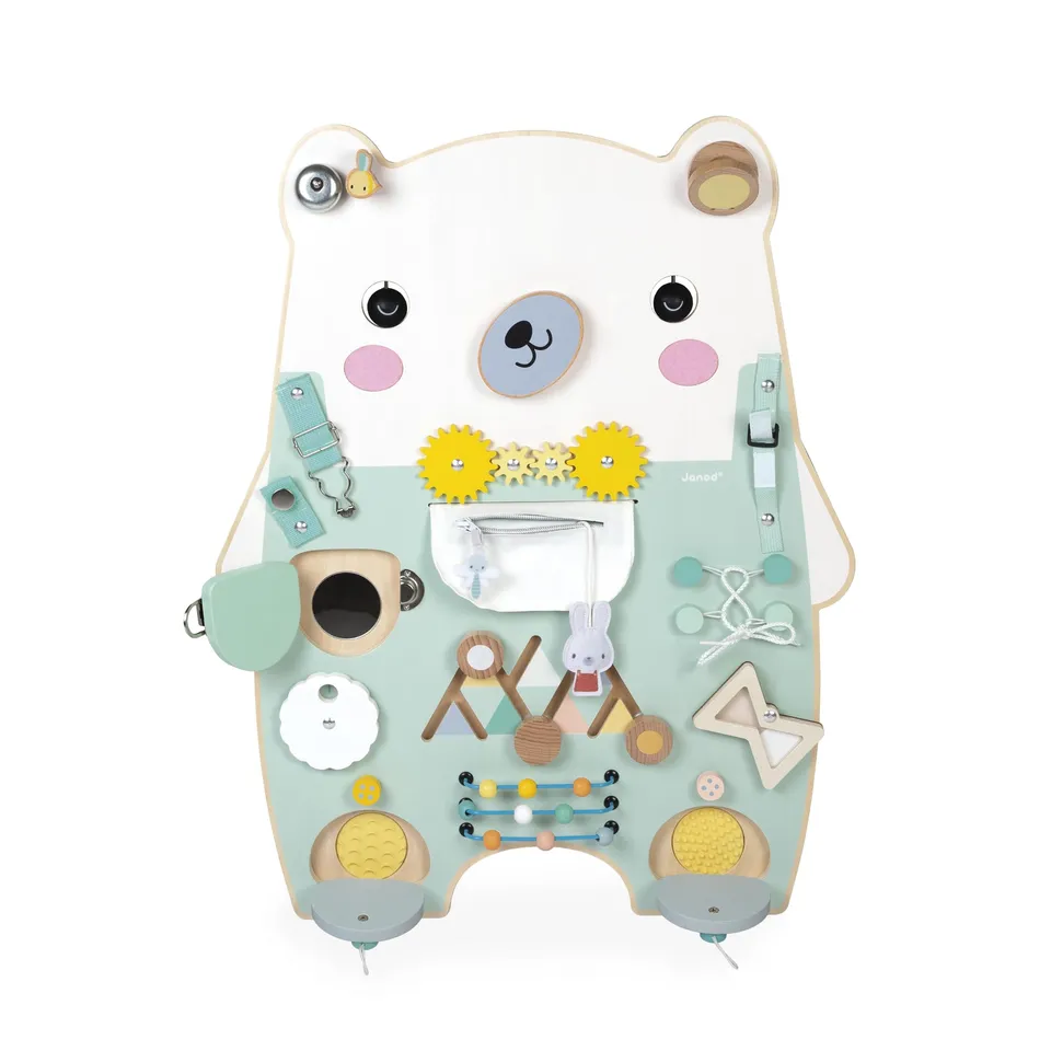 janod-busy-board-ourson-j05162-grande-planche-d-activit-bois-20-activit-s-60-cm image 1