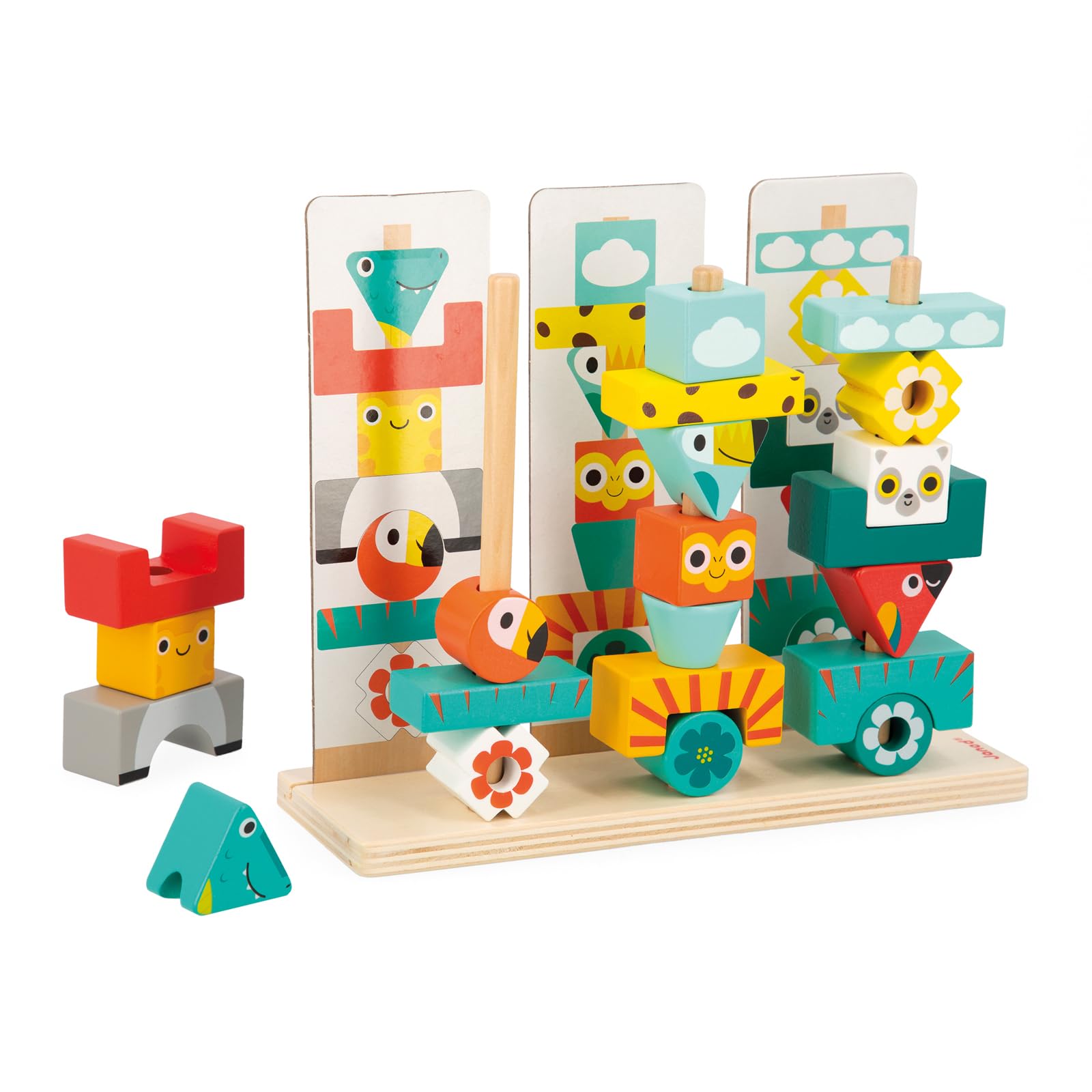 janod-j08279-totem-tropik-jeu-empiler-en-bois-52-pi-ces image 1