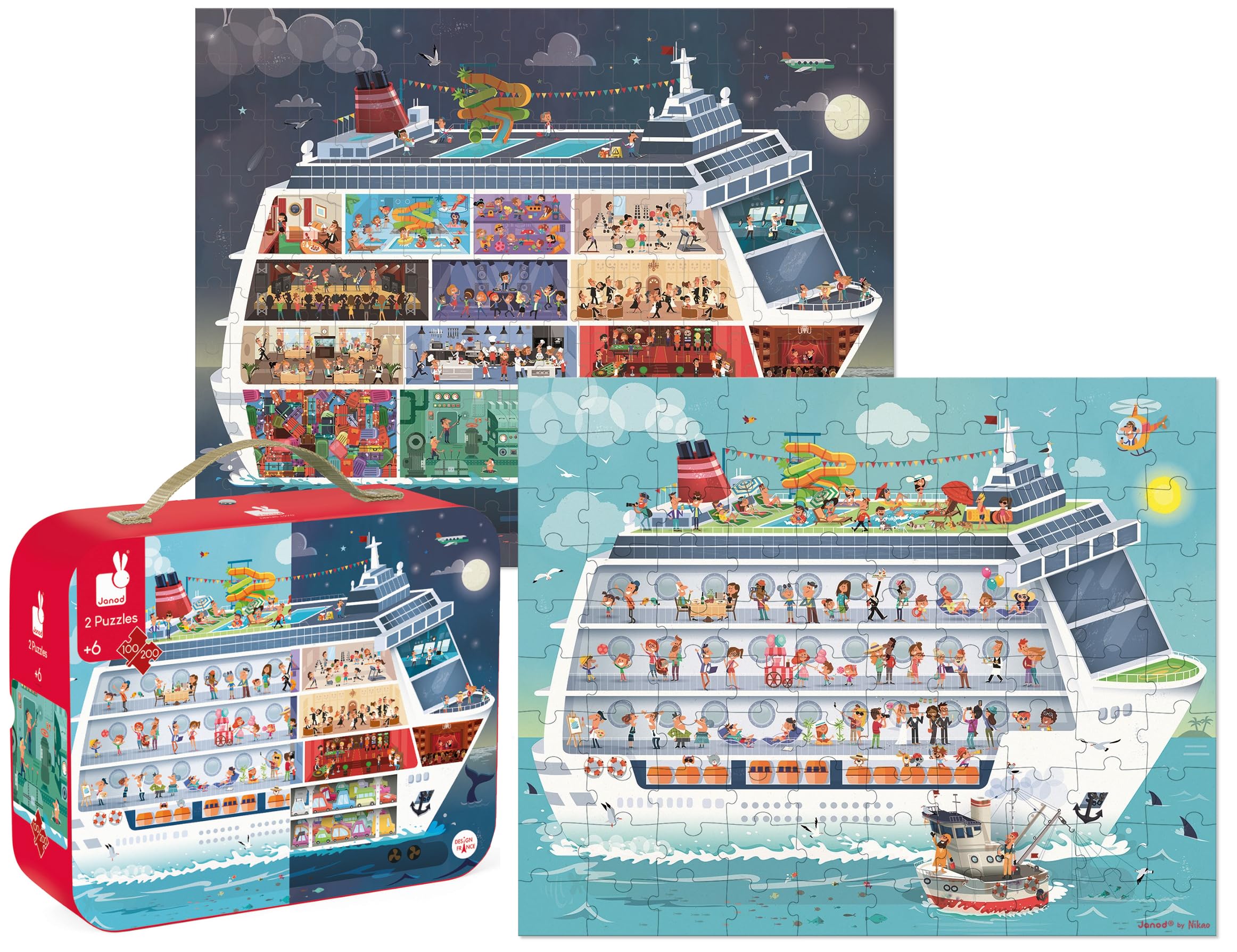 janod-j02726-valisette-2-puzzles-bateau-de-croisi-re-100-et-200-pi-ces image 1