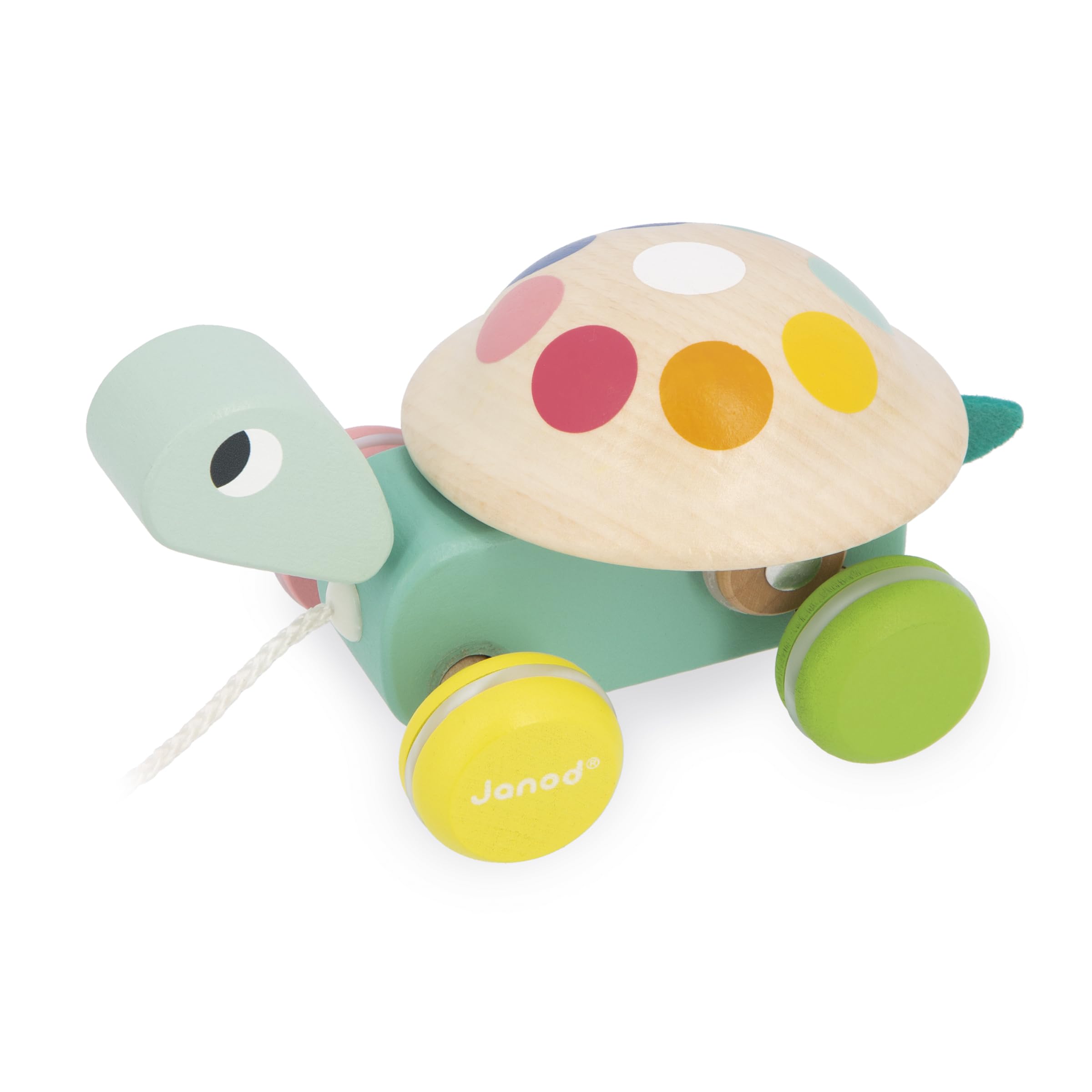 janod-tortue-promener-en-bois-carapace-qui-tourne-avec-ficelle-50-cm image 2