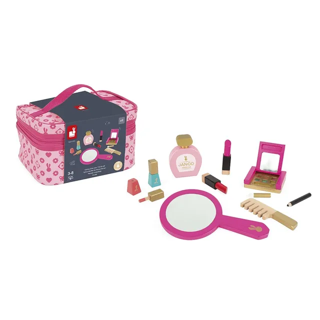 janod-vanity-enfant-p-tite-miss-j06514-trousse-beaut-rose-9-accessoires-bois image 1