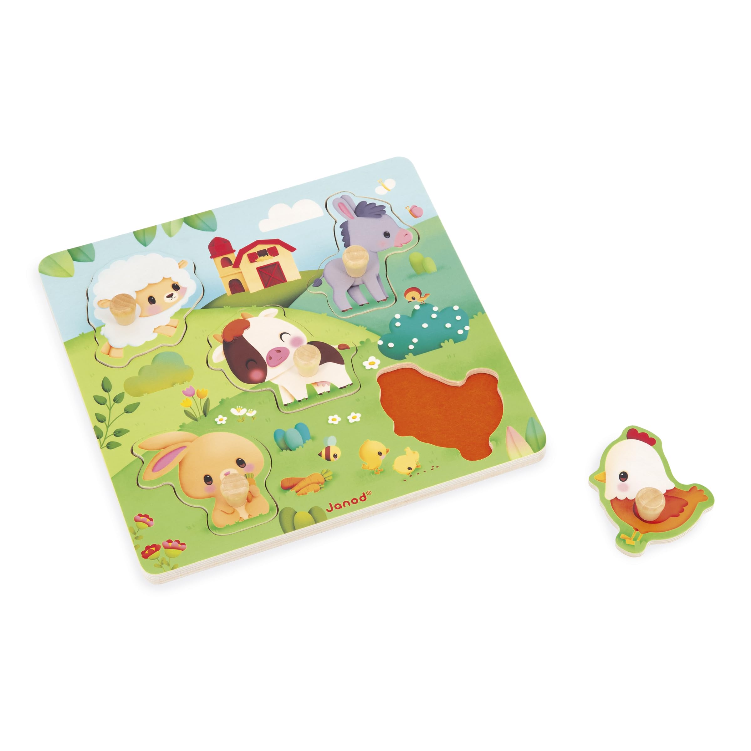 janod-puzzle-tactile-en-bois-ferme-j07129-5-pi-ces-d-s-18-mois image 1