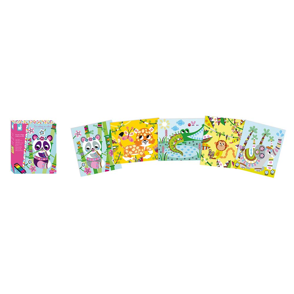 janod-kit-cr-atif-encrier-doigts-panda-et-ses-amis-5-tableaux image 1