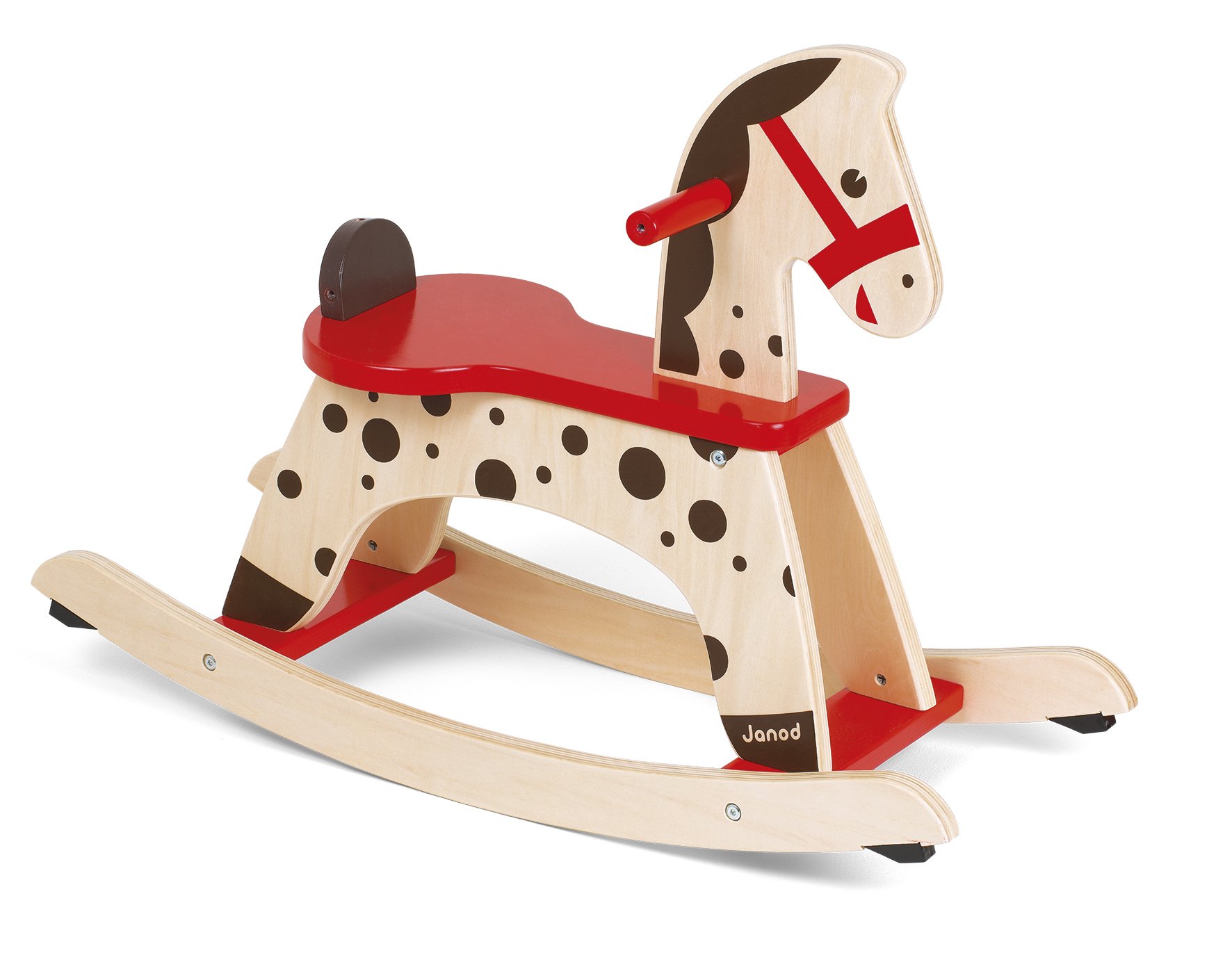 janod-cheval-bascule-en-bois-caramel-j05984-marron-et-rouge image 2
