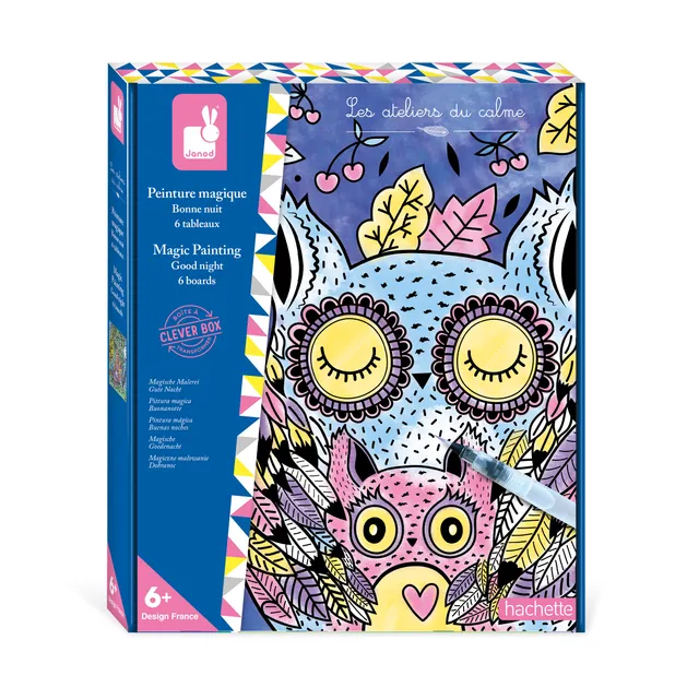 janod-coffret-peinture-magique-bonne-nuit-j07875-6-tableaux-animaux image 1