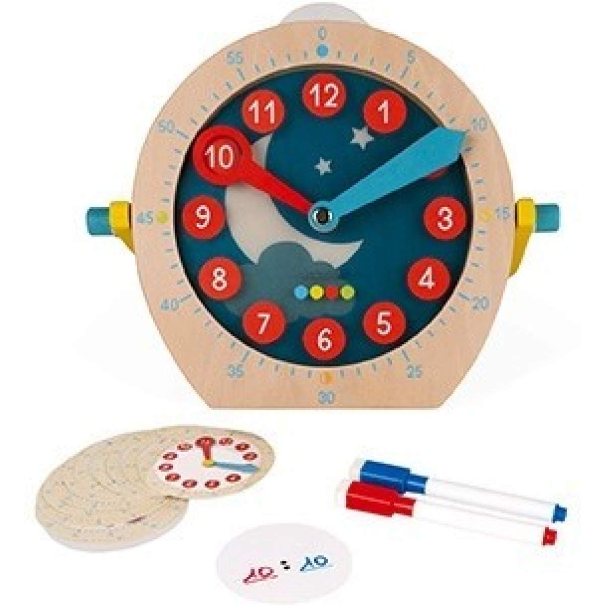janod-essentiel-j05076-horloge-en-bois-apprendre-l-heure-d-s-5-ans image 1