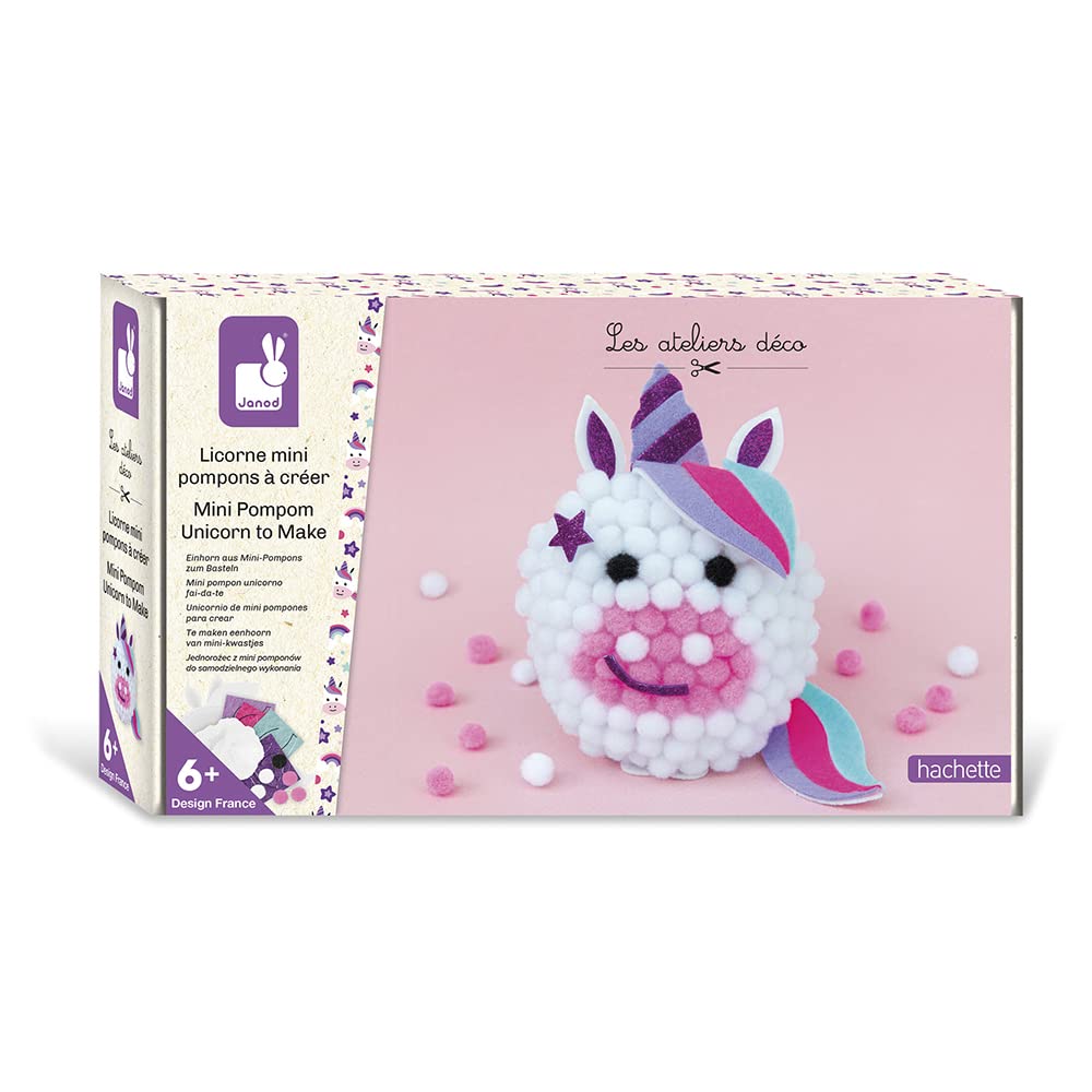 janod-les-ateliers-d-co-coffret-licorne-mini-pompons-cr-er-j07967 image 1