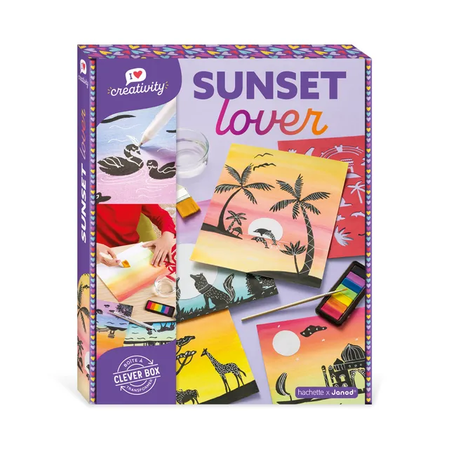 janod-sunset-lover-i-love-creativity-kit-peinture-aquarelle-5-tableaux-pochoirs- image 1