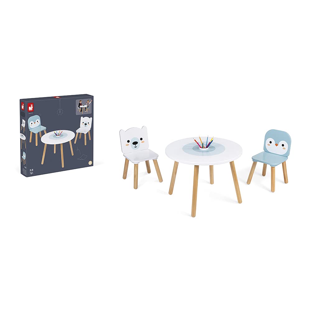 janod-j09650-table-et-2-chaises-banquise-en-bois-3-6-ans-ours-et-pingouin image 7