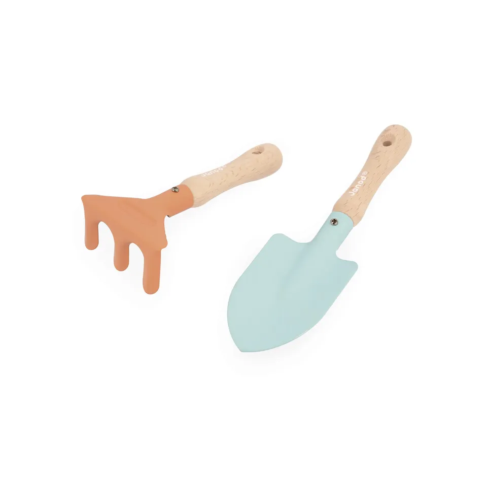 janod-set-2-outils-de-jardin-enfant-pelle-et-r-teau-bois-m-tal image 1