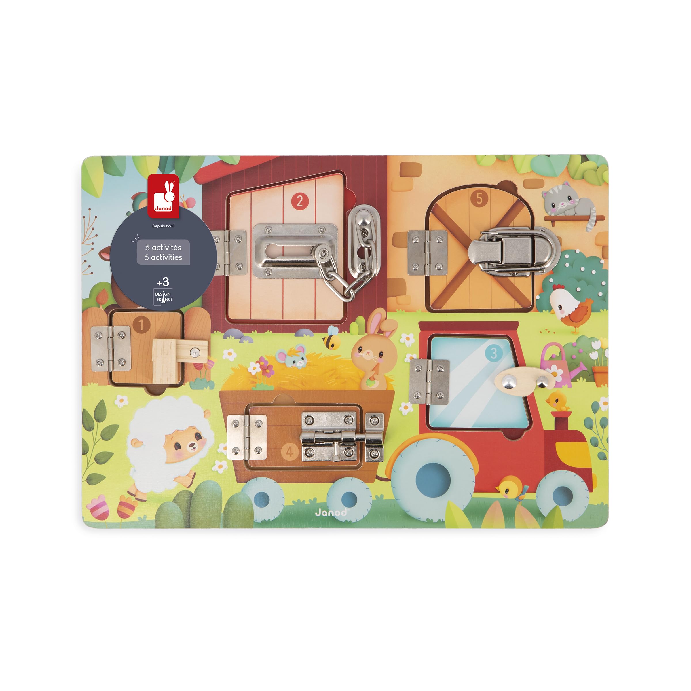 janod-planche-cadenas-la-ferme-busy-board-en-bois-5-ouvertures image 5