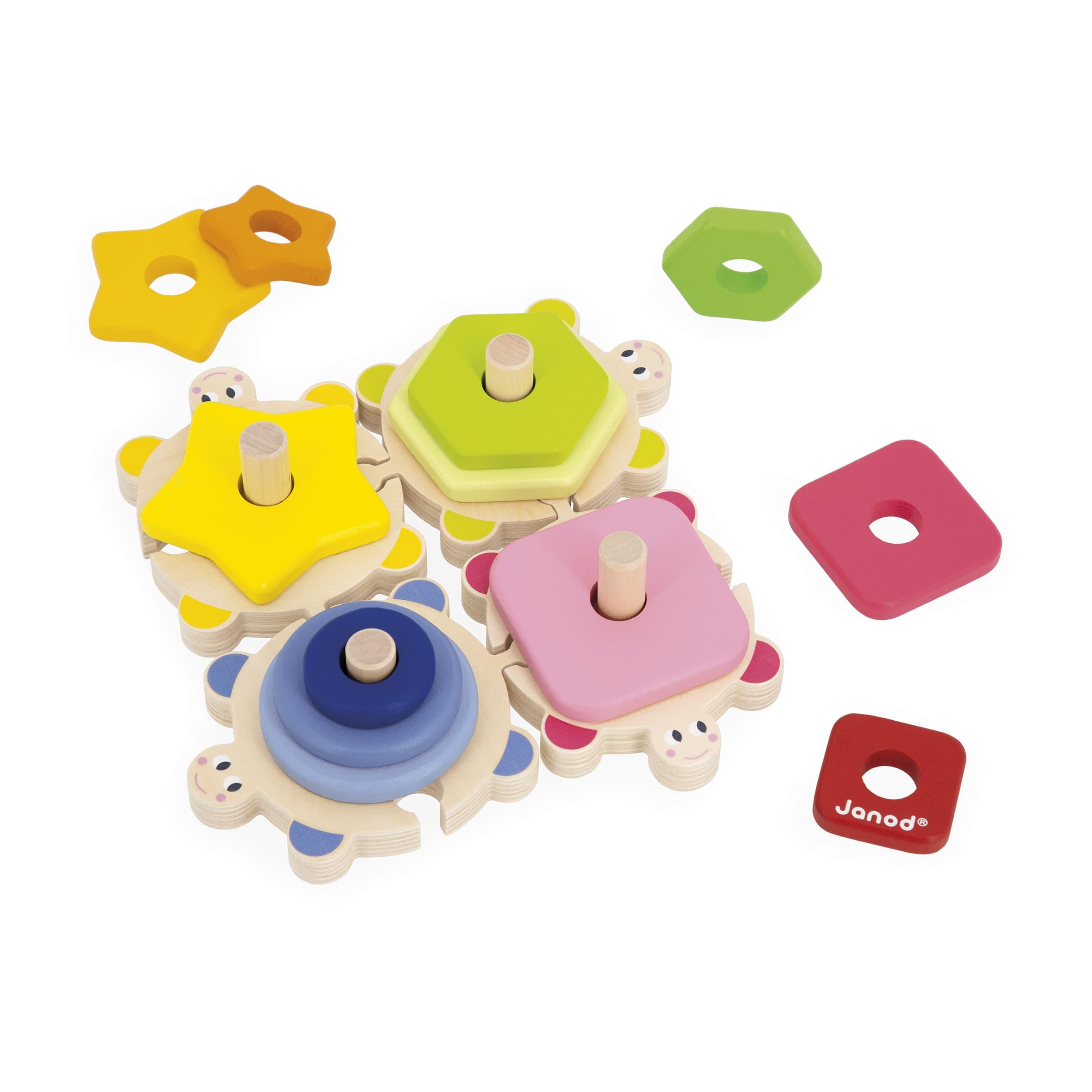 janod-tortues-j-4-puzzles-en-bois-empiler-12-pi-ces-d-s-18-mois image 3