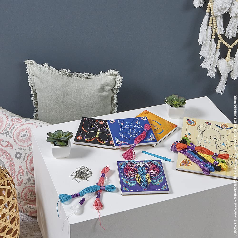 janod-les-ateliers-d-co-coffret-fils-tendus-animaux-kit-string-art-5-tableaux image 6