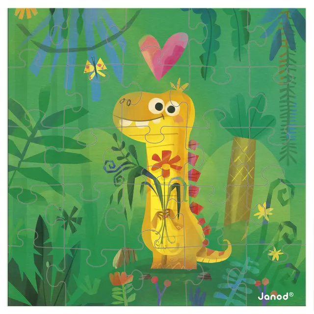 janod-carte-de-v-ux-puzzle-25-pi-ces-dino-cartonnette-enveloppe image 1