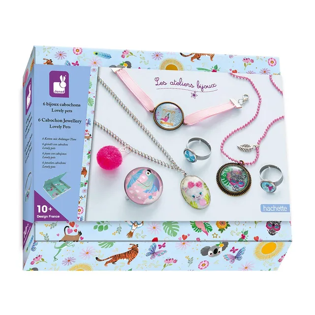 janod-j07908-bijoux-cabochon-lovely-pets-coffret-6-bijoux-multicolore image 1