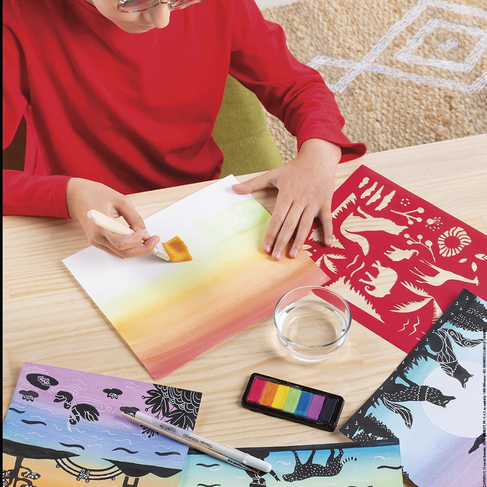 janod-sunset-lover-i-love-creativity-kit-peinture-aquarelle-5-tableaux-pochoirs- image 6