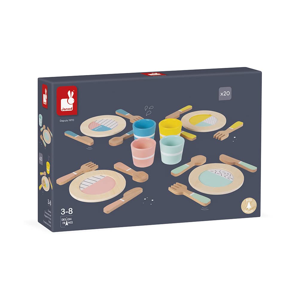 janod-dinette-bois-r-tro-20-pi-ces-service-4-personnes-pastel image 7
