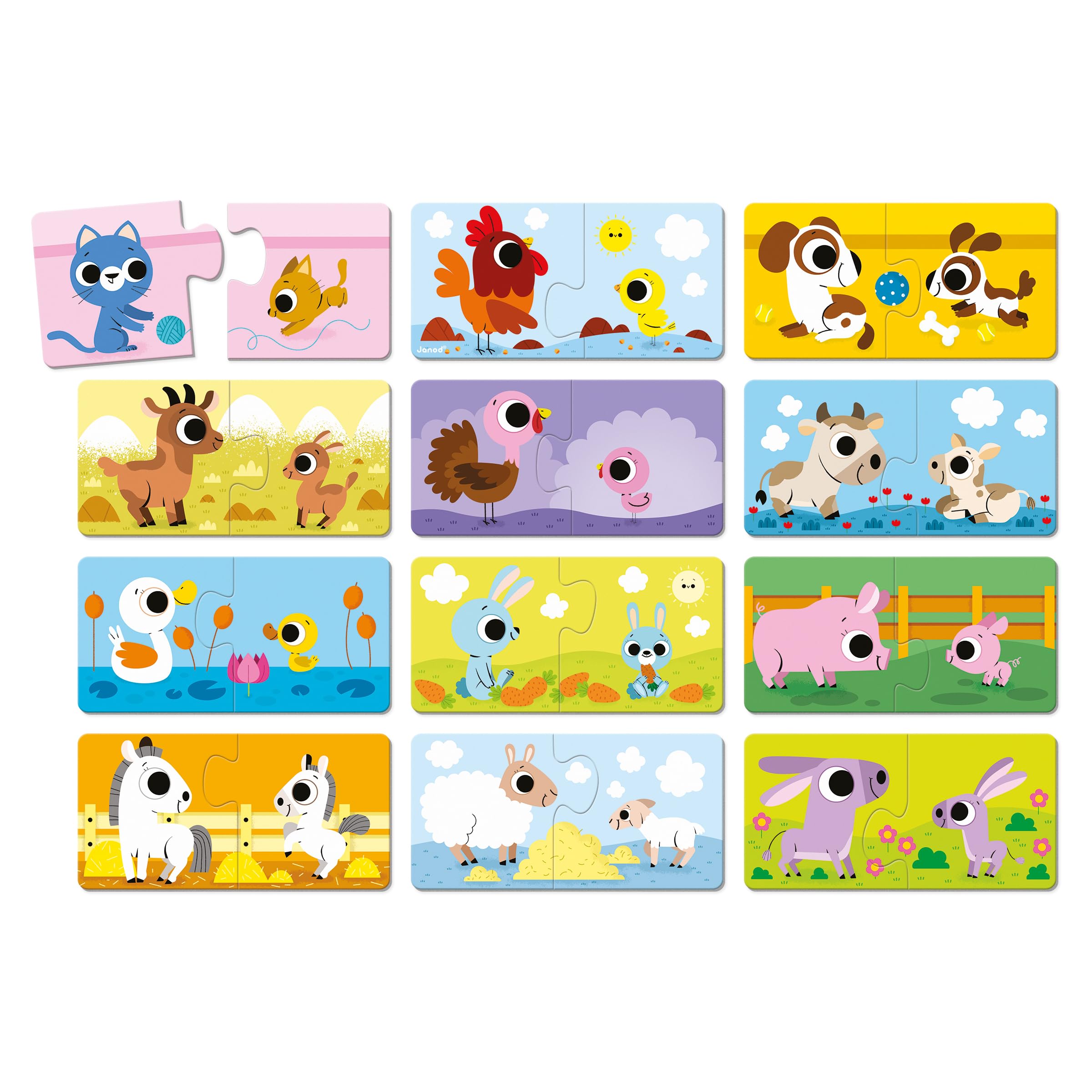 janod-j02637-puzzle-parents-et-b-b-s-animaux-12-puzzles-2-pi-ces-en-carton image 2