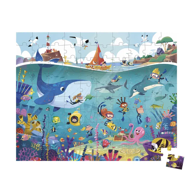 janod-puzzle-ducatif-fonds-marins-100-pi-ces-poster-fabriqu-en-france image 1
