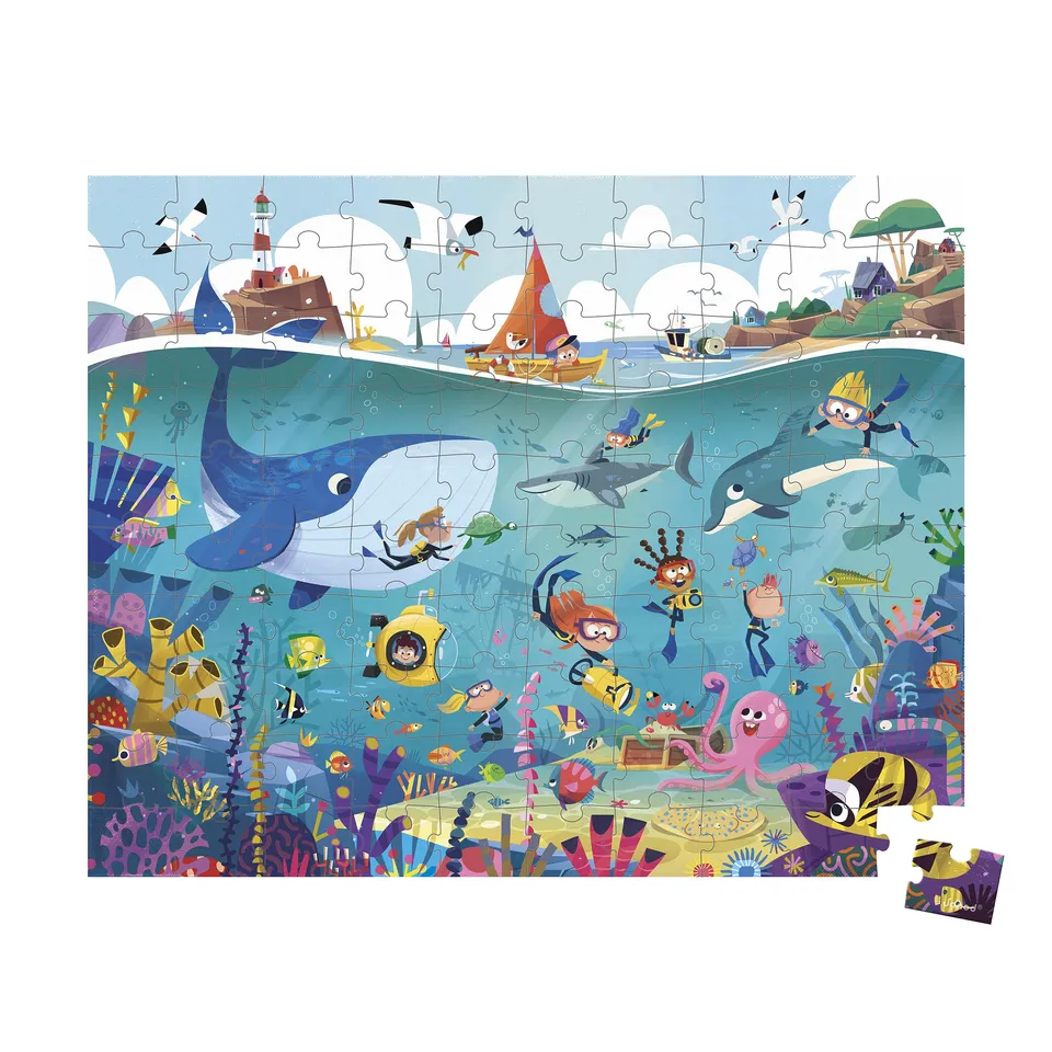 janod-puzzle-ducatif-fonds-marins-100-pi-ces-poster-fabriqu-en-france image 1