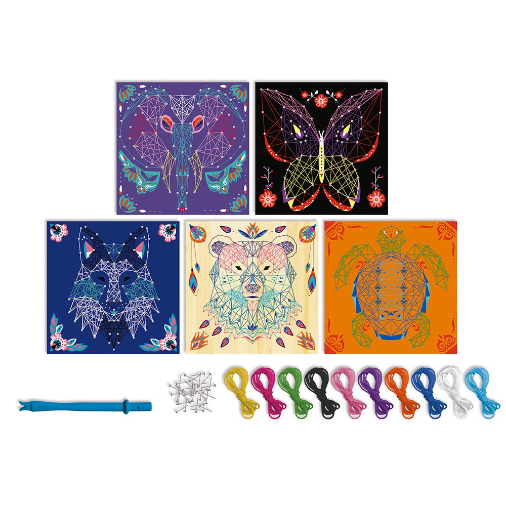 janod-les-ateliers-d-co-coffret-fils-tendus-animaux-kit-string-art-5-tableaux image 8