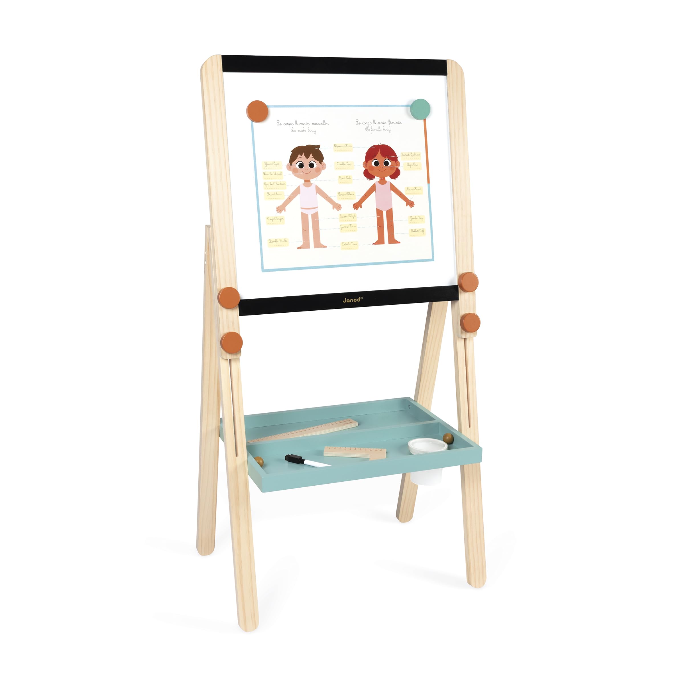 janod-tableau-double-face-en-bois-ajustable-ardoise-craie-blanche-magn-tique-18- image 1