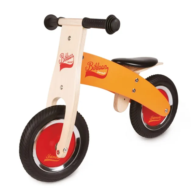 janod-little-bikloon-j03263-ma-premi-re-draisienne-en-bois-orange-rouge image 1