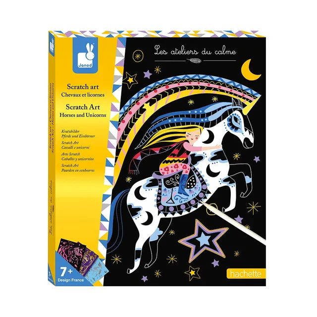 janod-j07895-kit-cr-atif-scratch-art-chevaux-et-licornes-8-tableaux image 1