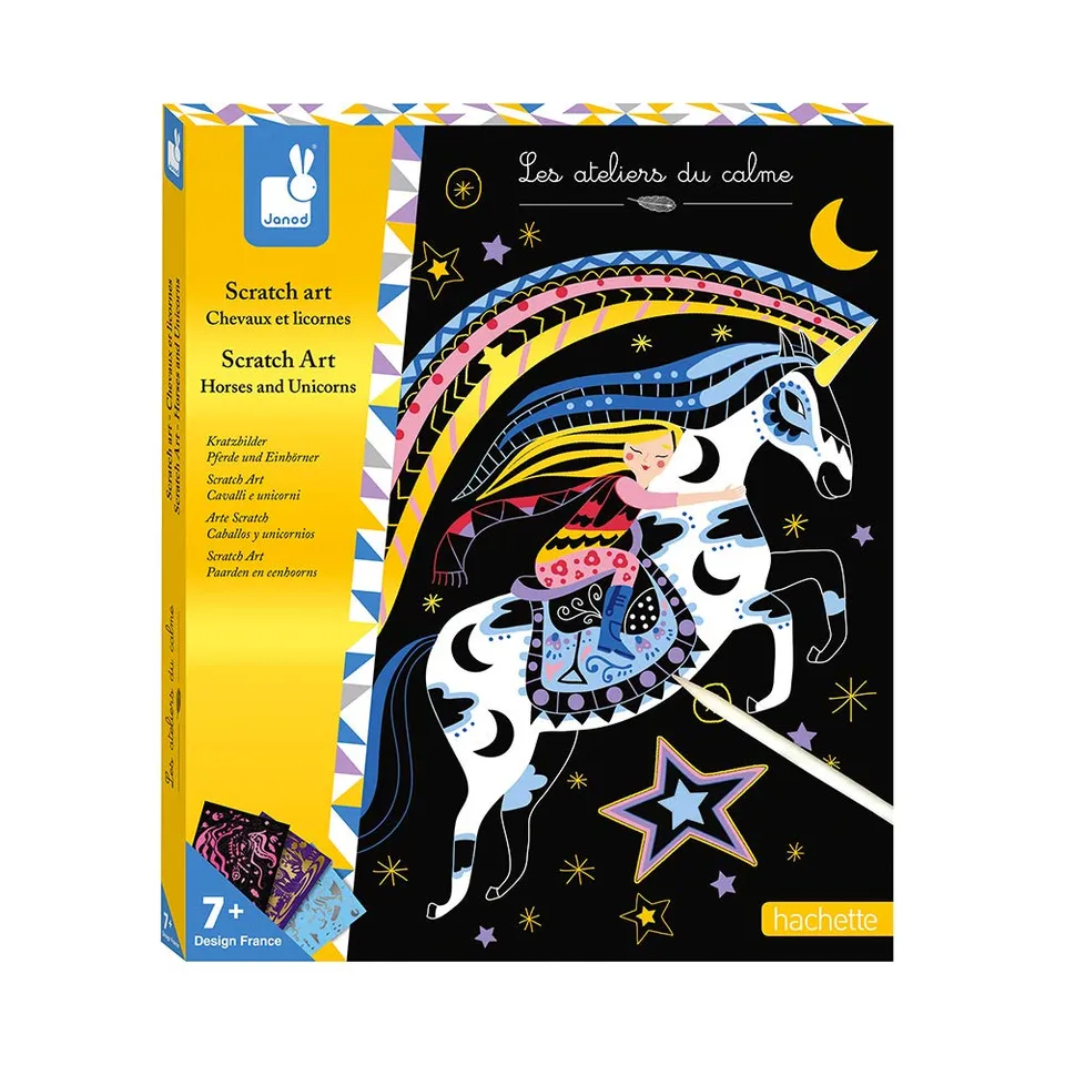 janod-j07895-kit-cr-atif-scratch-art-chevaux-et-licornes-8-tableaux image 1
