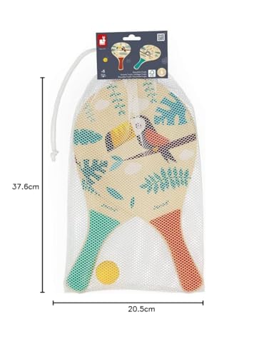 janod-tropik-j03283-raquettes-de-plage-en-bois-balle-et-filet image 6