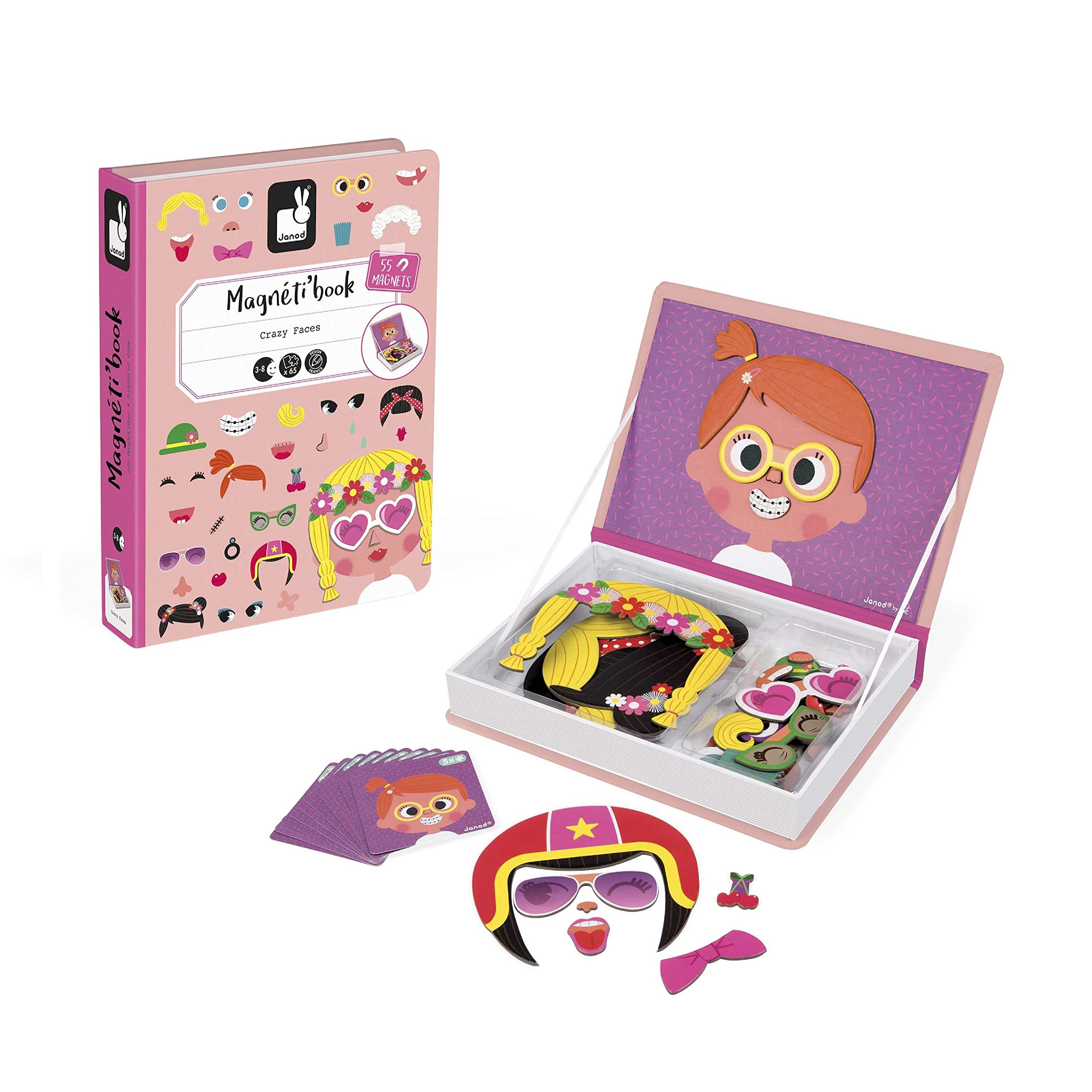 janod-magneti-book-crazy-faces-fille-55-pi-ces-j02717 image 2