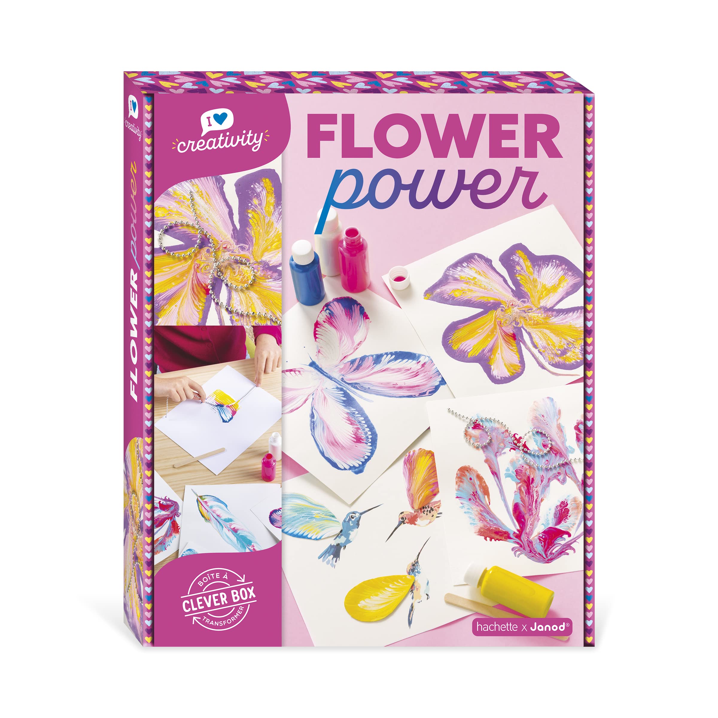 janod-flower-power-i-love-creativity-j07738-kit-peinture-acrylique-5-tableaux image 1