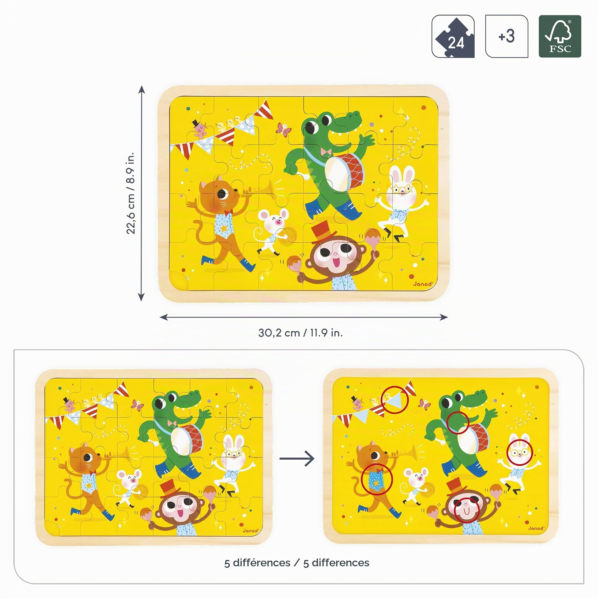 janod-puzzle-en-bois-24-pi-ces-fanfare-des-animaux-j07125-d-s-4-ans image 3